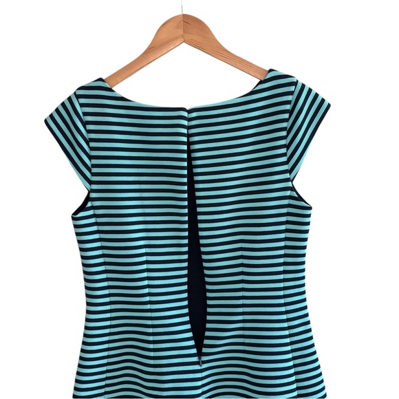 LILLY PULITZER Brielle Navy & Teal Stripe Dress M Fit & Flare Preppy - Picture 8 of 12
